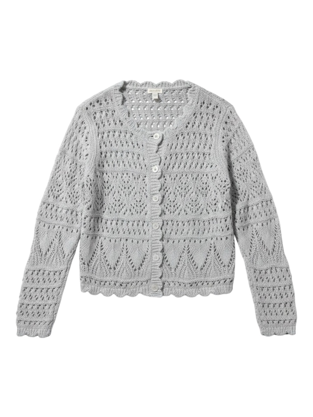 Garnet Hill Madeline Linen Organic Cotton Cardigan Light French Dove Gray Large